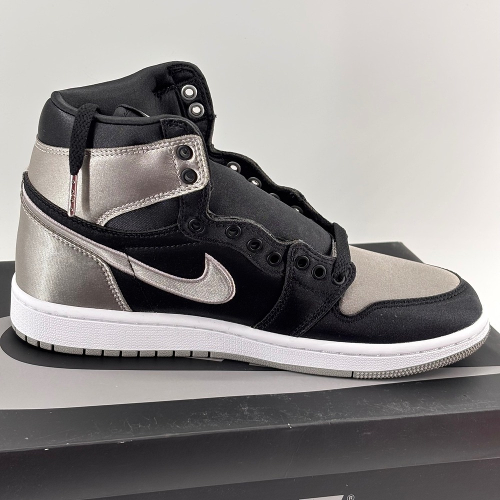 Nike‎ Air Jordan 1 Retro High OG Womens 8 Black Grey Satin Shadow FD4810-010 New - Picture 4 of 8